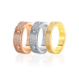 Designer Fashion Carter Ring Full Sky Star 18K Gold Couple Screwdriver Titanium Steel Diamond Love
