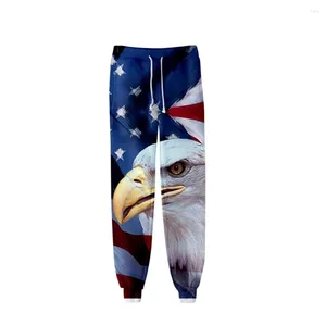 Calça masculina bandeira dos EUA Estrelas e listras americanas 3D calças impressas homens homens casuais meninos da moda esportiva praia unissex calça moletom