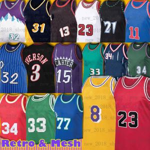 77 Jersey Doncic Luka Hakeem Retro Allen Olajuwon Iverson Kevin Ray Garnett Ray Vince 15 Carter 2024 Basquete Grant Scottie Pippen Hill Men