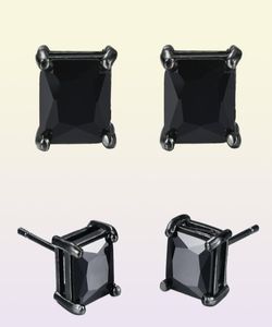 Unisex moda mężczyzn Kolczyki czarne złoto Plated Square Black CZ Stone Studs Kolczyki dla dziewcząt Kobiety na imprezę Wedding5900478