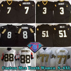 Custom 75th Vintage 9 Drew Brees 2006 Maglie da calcio 57 Rickey Jackson 73 Jahri Evans 77 Willie Roaf 12 Marques Colston 8 Archie Manning 3 Hebert 7 Morten Andersen