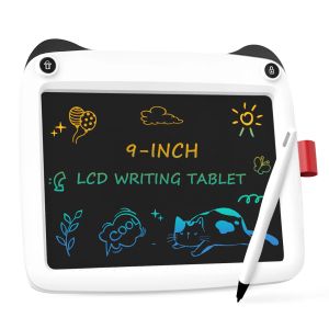 Comprimidos panda lcd writing tablet 9 polegadas de criança doodle, colorida bloce de desenho apagável para crianças