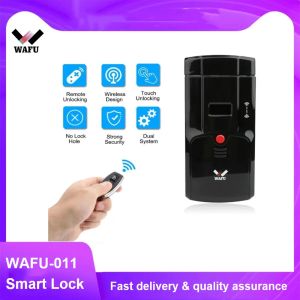 Control Wafu HF011 Wireless Smart Lock Electronic Door Lock Phone Control Remote Control Finger Invisible Locks Black