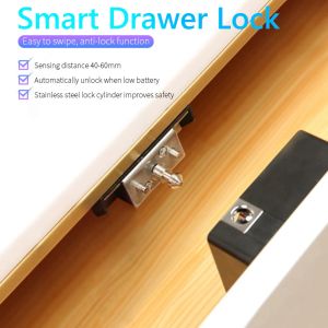 Control Keyless Invisible Smart Drawer Lock Intelligent IC Card TTLock APP Cabinet Locker Unlock Electronic Furniture Wooden Door Locks
