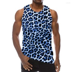 Herrtankstoppar leopard för män sommar djur grafisk topp ärmlös träning fitness casual väst 3d tryckt sportgym man tees tees