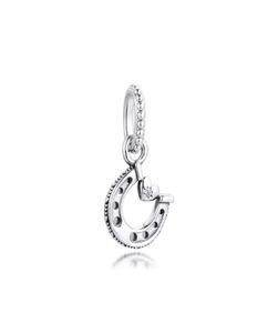 Lycka till hästsko dingle charms 925 sterling silver pärlor passar armband halsband charm pärlor hänge för smycken diy gör 79913770893
