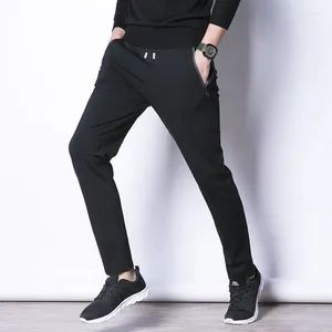 Men's Pants 2024 Brand Spring And Autumn Trousers Leisure Cotton Pure Color For Male Pocket Zipper Stretch Trouser