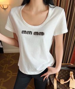 Camisetas de mulher camisetas de verão tees designer feminino tshirt bordas letras top