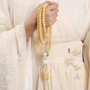 Strand Natural White Bodhi Root 108 Pcs Buddha Beaded Bracalete Charm Fashion Women Men Necklace Fine Jewelry Luxury Holiday