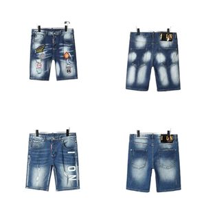 Mens korta jeans raka hål tätt denim byxor avslappnad blå sommaren Italien stil jeans designer jeans mens flodhäst broderi smal gata kläder grossist mens 69