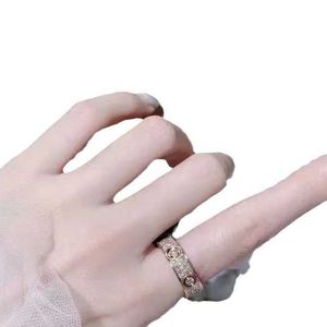 Designer beliebter High Edition Original Reproduktion S925 Sterling Silver Fashion 18K Roségold Drei Zeilen Diamond Full Sky Star Paar Ring