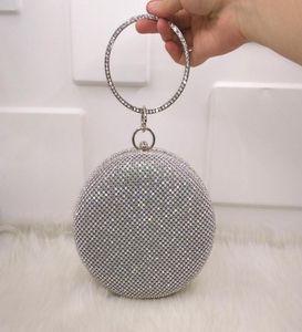 DesignerCrystal Bag Simple Solid Clutch Women Bridal Wedding Wallet Polse Pearl Evening Party Bag Circle Round GoldsilverBlack3201385