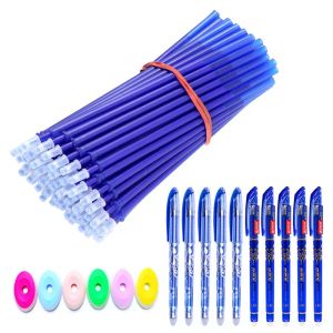 Pennor 100+16pc Erasable Pen Set 0,5 mm tvättbart handtag Magiska gelpennor Påfyllningar Rods för skolkontorsskrivningstillbehör Kawaii Stationery