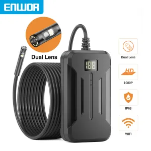 Камеры Enwor Wireless Endoscope Dual Lins Mini Camera 5,5 мм 8 мм IP68 Горный линз жесткий кабельный просмотр Wi -Fi Borescope для проверки