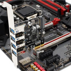 Карты 4 Port USB 3.0 PCIe Expansion Card 5 Гбит / с PCIE USB 3.0 Концентратор адаптера концентратора концентратора PCIe PCIe Extender Adapter Card для компьютера