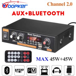 Усилитель Woopker Audio Amplifier 45wx2 Channel 2.0 Digital для домашнего автомобиля Мощный Bluetooth Hifi Stereo subwoof amp Поддержка USB tf fm aux