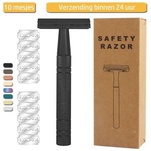Blades Haward Metal Safety Razor with 10 Razor Blades for Mens Shaving,reusable Women Shaving Razor,manual Beard Razor,face&body Razor