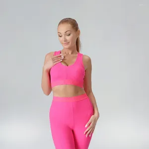 Активные сеты Bodygo Summer Женская стройная йога, набор двух кусочков с топ -топ -розовым без спинки