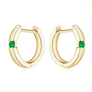 Hoopörhängen 925 Kvinnor Pure Silver Emerald Gold-Plated High-End Jewelry Gift