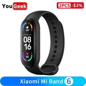 Pulseiras xiaomi mi banda 6 tela amoled miband 6 transtorador de fitness de oxigênio no sangue Bluetooth à prova d'água pulseira inteligente