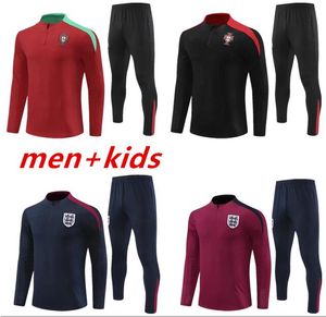 24 25 Inglaterra, traje de futebol de futebol da Inglaterra, Kane Sterling Rashford Sancho 23 Mens Kids National Football Rastrear Kit Sobretender Sportswear