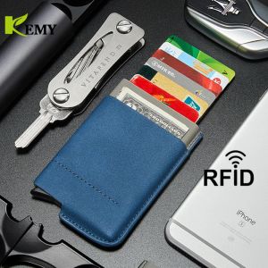 Inhaber Kemy Superior New Man Vintage RFID Blocking Money Wallet Automatische Popup -Kreditkarten -Hülle Geschäftspartner Bargeldtasche für Männer