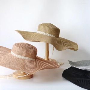 Beretti Fashion Europe America che vendono oversize largo brim sun hat beach protezione da donna d'oro all'ingrosso estivo all'ingrosso