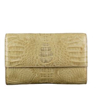 Beige Crocodile Skin Oversize Women Clutch Bag Exotic Luxury Leather Fashion Handväskor Lady Dinner Evening Bags