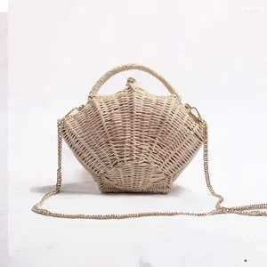 Shoulder Bags Beach Holiday Rattan Straw Bag Shell Shaped Small Bracelet