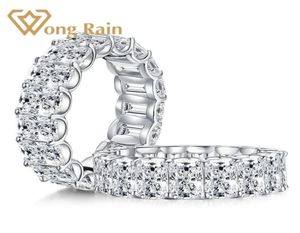 Wong Rain 925 Sterling Silver Created Moissanite Gemstone Diamonds Wedding Engagement Ring Wedding Band Fine Jewelry Whole Y014721405
