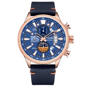 Men039S Guarda Double Hollow Windows Top Brand Luxury Watch Men in modalità luminosa orologi in pelle Relogio Masculino 9097198H9152676