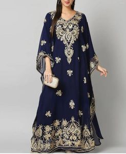 Etniska kläder Navy Blue Kaftans Farasha Abaya klänning från Dubai Marocko är en mycket snygg lång