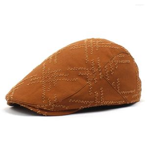 Berets Men Sboip Hats Peaky осень Vintage Herringbone Octagon Cap Женщины повседневная полоса Gatsby Flat Hat