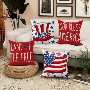 Pillow 2024 Independence Day Short Plush Printed Cover Home Living Room Decoration Sofa 4th Of July Pillowcase