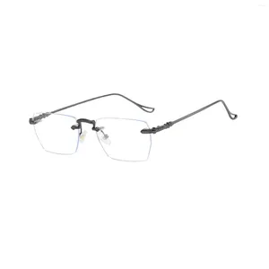 Solglasögon ramar anti blå ljusglasögon för män Kvinnor Lätt transparent linsglasögon svart ram Stylish Rimless Gaming