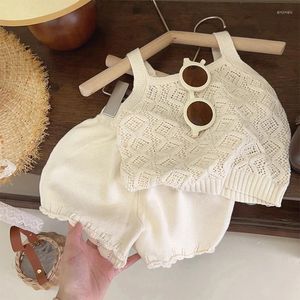 Clothing Sets 2024 Baby Girls Summer Set Sleeveless Halter Top Shorts Kids Girl Princess 2pcs Suits Korean Fashion Children Clothes