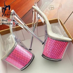 Sandaler 2024 Summer Open Toe Crystal Platform High Heels Sexy 17cm 20cm Kvinnor Ankel Buckle Strap Party Nightclub Stripper Shoes