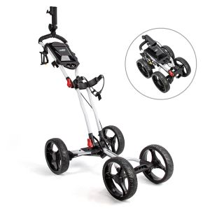 Accessori Playeagle 4 Wheels Carrello a spinta da golf Facile in lega di alluminio pieghevole con supporto per ombrello a punto fisso a 4 ruote golf carrello