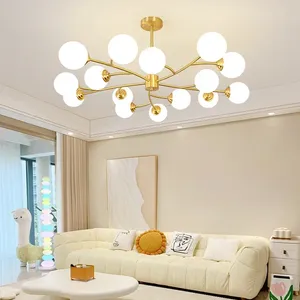 Lustres nórdicos bola de vidro de galho nórdico Gold de teto led Gold para sala de jantar de jantar Luzes pendentes de mobília de casa Decoração de casa