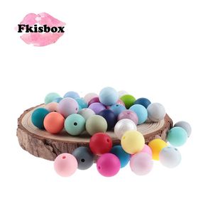 Fkisbox 500pcs silicone 15 mm runde lose Perlen Baby Teether Schnullerkette Zubehör Zahnpflege Kautköpfe Geschenk diy a kostenlos 240415