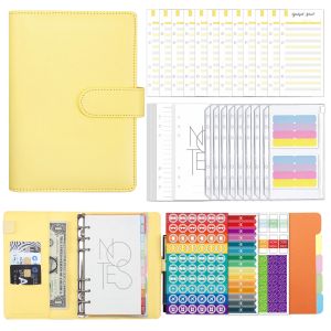 Bags A6 Binder System Conjunto, Organizador do planejador de envelopes de caixa para economizar orçamento monetário, com bolsos, folhas de orçamento, papel de enchimento