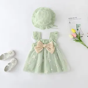 Девушка платья 2024 Весеннее лето в стиле детского детского пастырского платья сетки с пету