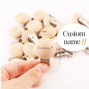 Armbänder Mamihome 20pc Baby Holz Teether Schnuller Clip DIY Pflege Armbänder Nippelhalter Benutzerdefinierte Name Beech Nagetier Kinderwart