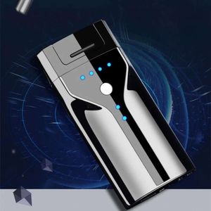 Elétrico Double Arc Metal Cigar Metal Flestor Outdoor Plasma à prova de vento USB Display LED Pulse Cigarette Cigarrette Men's Presente masculino