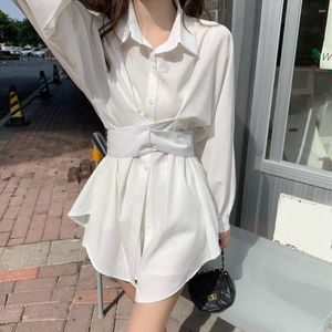 Casual Dresses Women Shirt Dress Turn-Down Collar Button Tlig