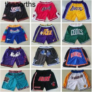 Team Basketball Just Don Short Sport Shorts Hip Pop Pants with Pocket Zipper Sweatpants Blue White Black Purple Man Stitched Size