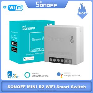 Controle ITEAD SONOFF MINI R2 WIFI SMART SWITCH MODULO DIY SWITCH MODULO EWELink App Control Remote Interruptor Work Alexa Google Home