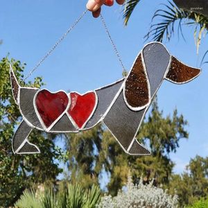 Decorative Figurines Valentine's Day Decoration Wall Window Home Dachshund Hanging Ornament Love Dog Pendant Acrylic