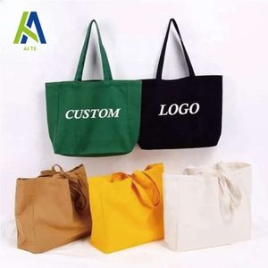 Custom Printed Extra Large Capacity Tote Bag with Heavy-weight Brand Organic Shopping Oversize Canvas for Women