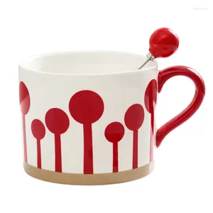 Mugs 1PC Simple Style Red And White Ceramic Creative Polka Dot Striped Coffee Tea Cup Stackable Water Home Drinkware